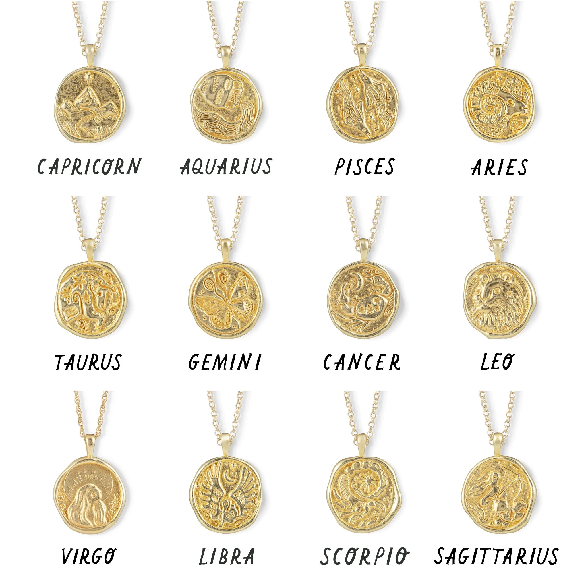 Aquarius Zodiac Coin Pendant Necklace - Image 11