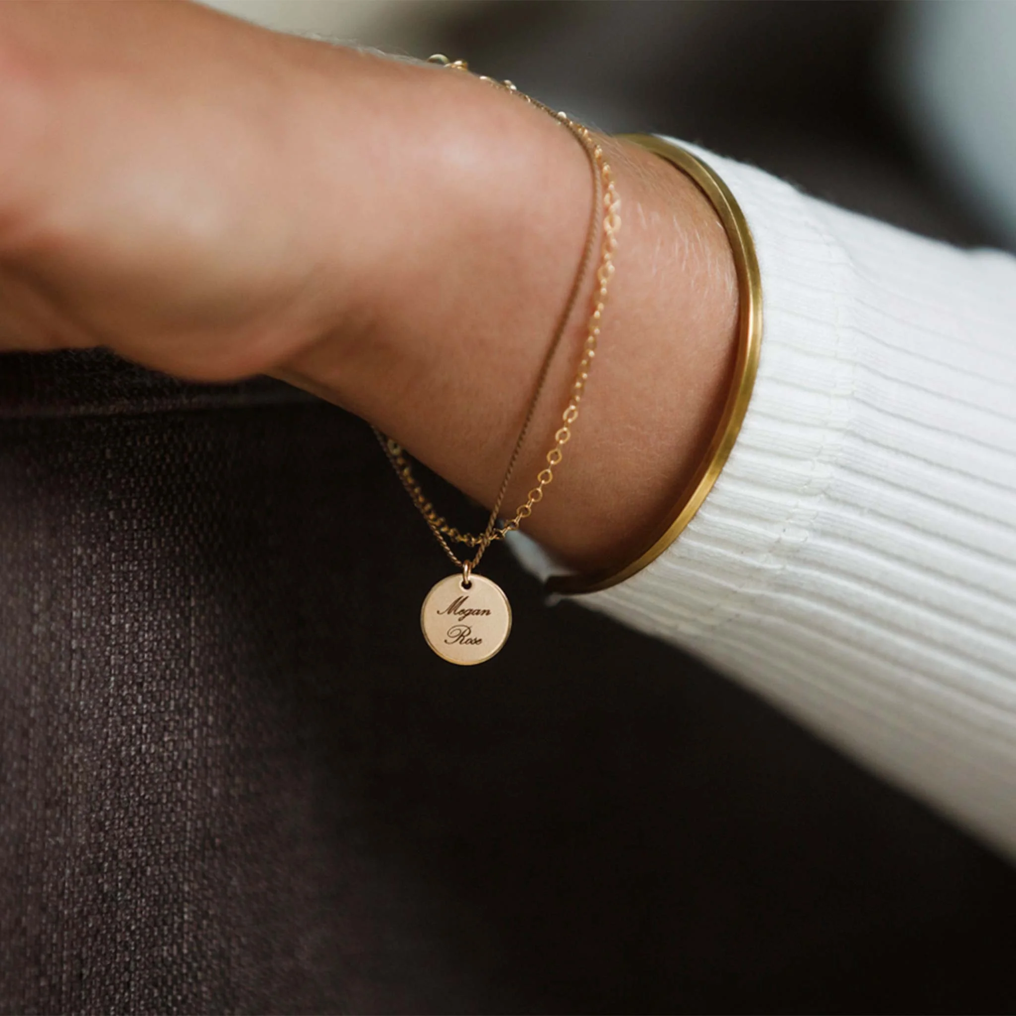 Engravable Insignia Disc Gold and Silk Bracelet - Image 5