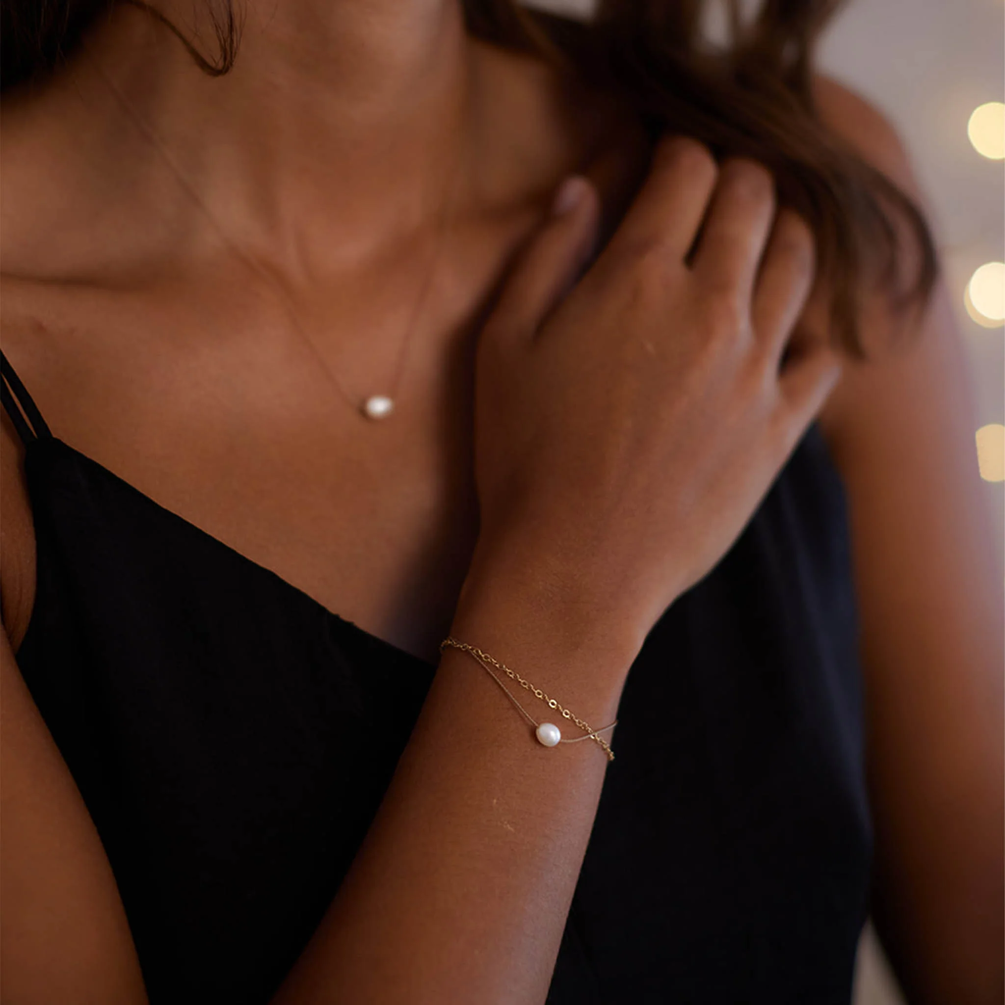 Pearl Gold and Silk Bracelet - Image 5