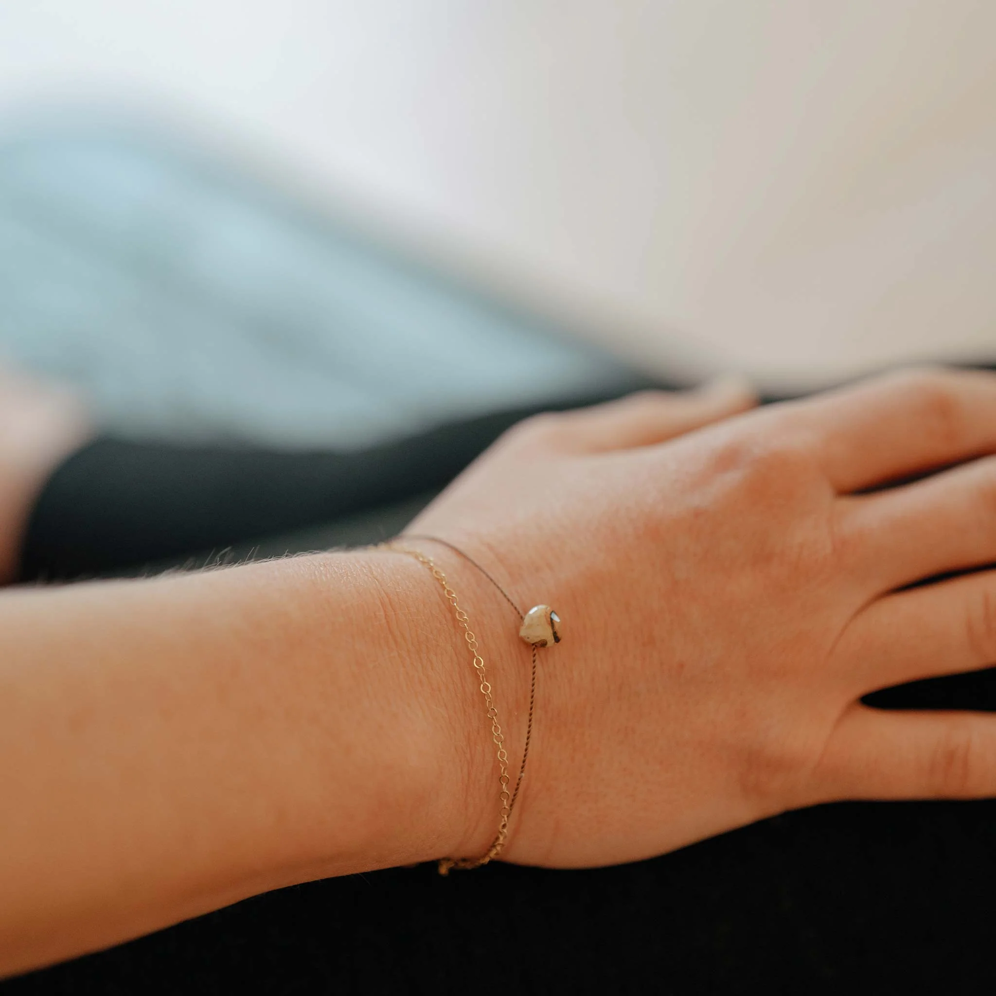 Leopard Jasper Gold and Silk Bracelet - Image 9