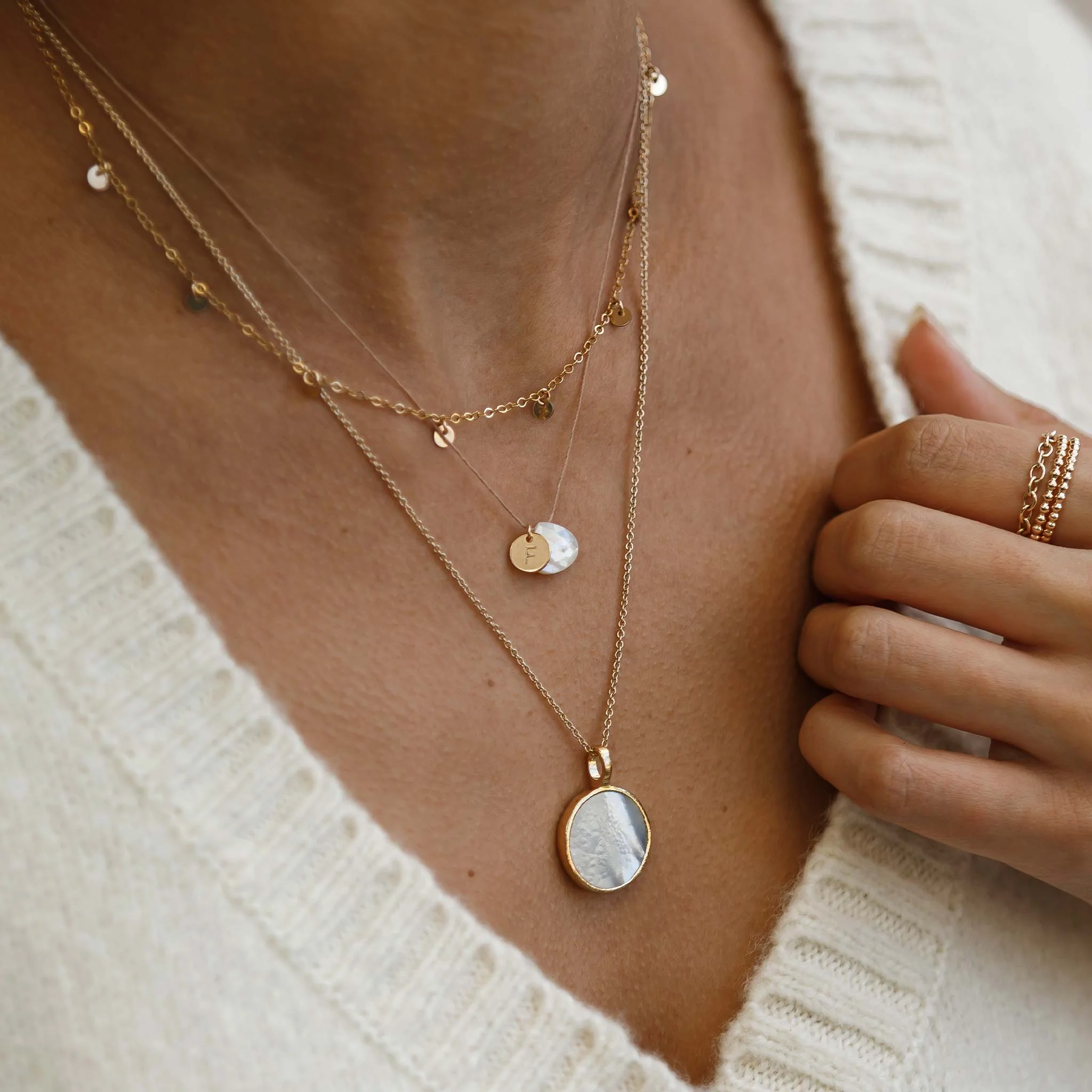 Engravable Mother of Pearl Porthole Necklace - Image 9