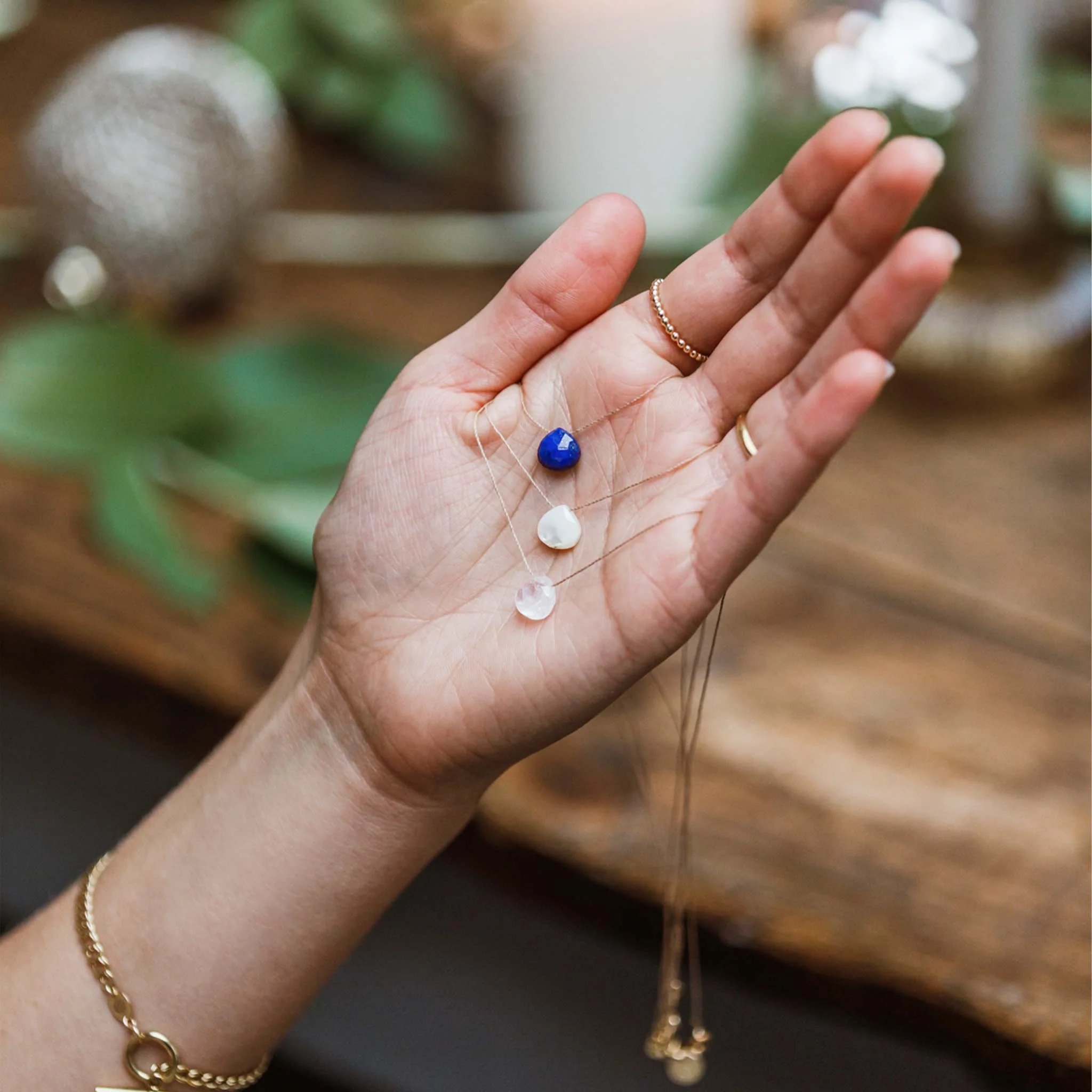 Rainbow Moonstone Fine Cord Necklace - Image 6