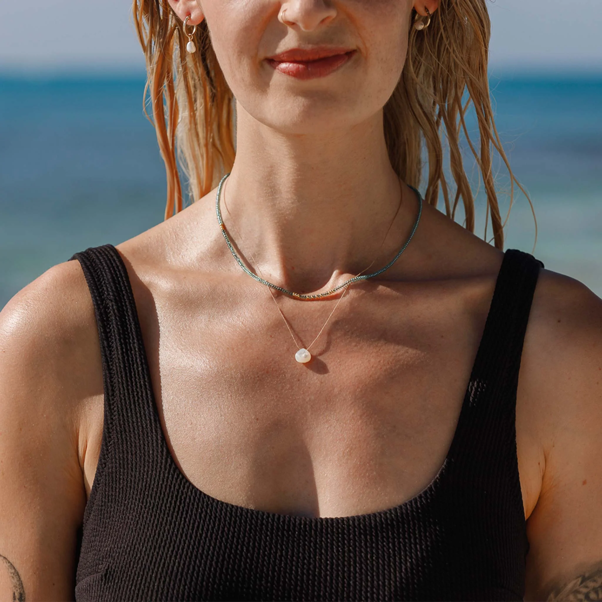 Water Blue Beaded Necklace - Image 4